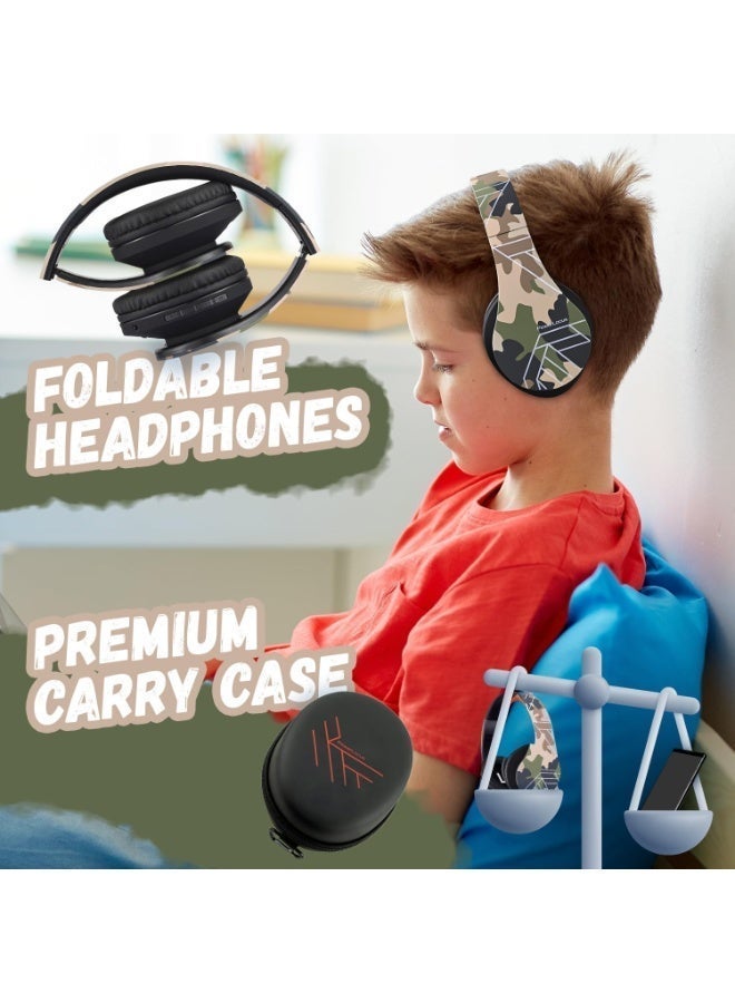 PowerLocus Kids Headphones Over-Ear, Bluetooth Wireless Headphones for Kids,with Microphone, Safe 85DB Volume Limited, Foldable with Carry Case, Audio Cable, Micro SD mode for Online Classes,PC,Phones - Image 5