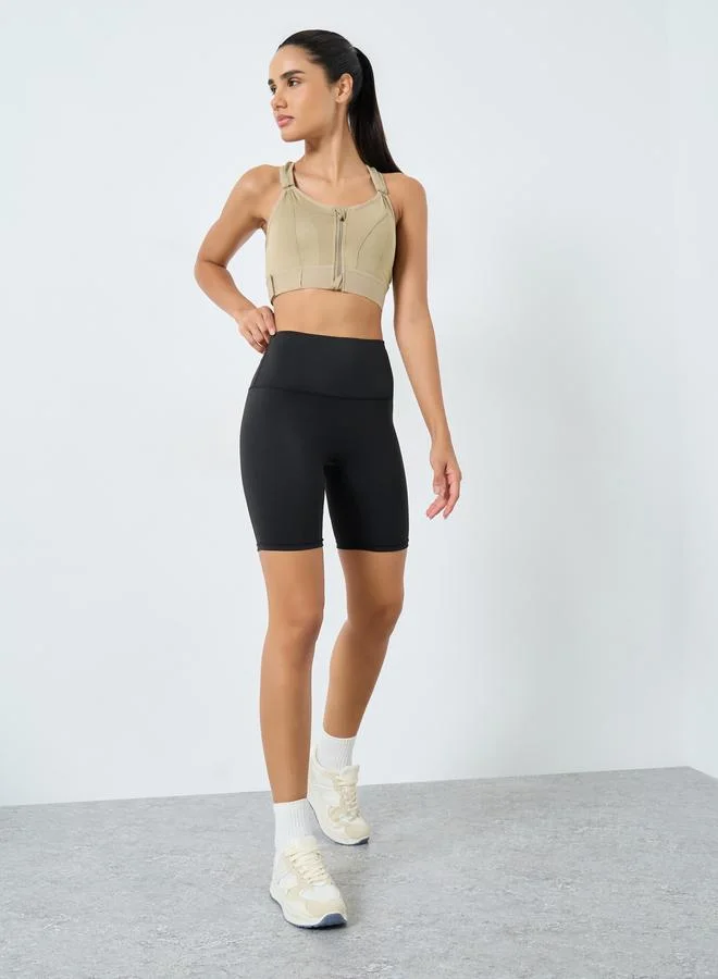 Styli Active Adjustable Straps and Underband with Front Zip Sports Bra