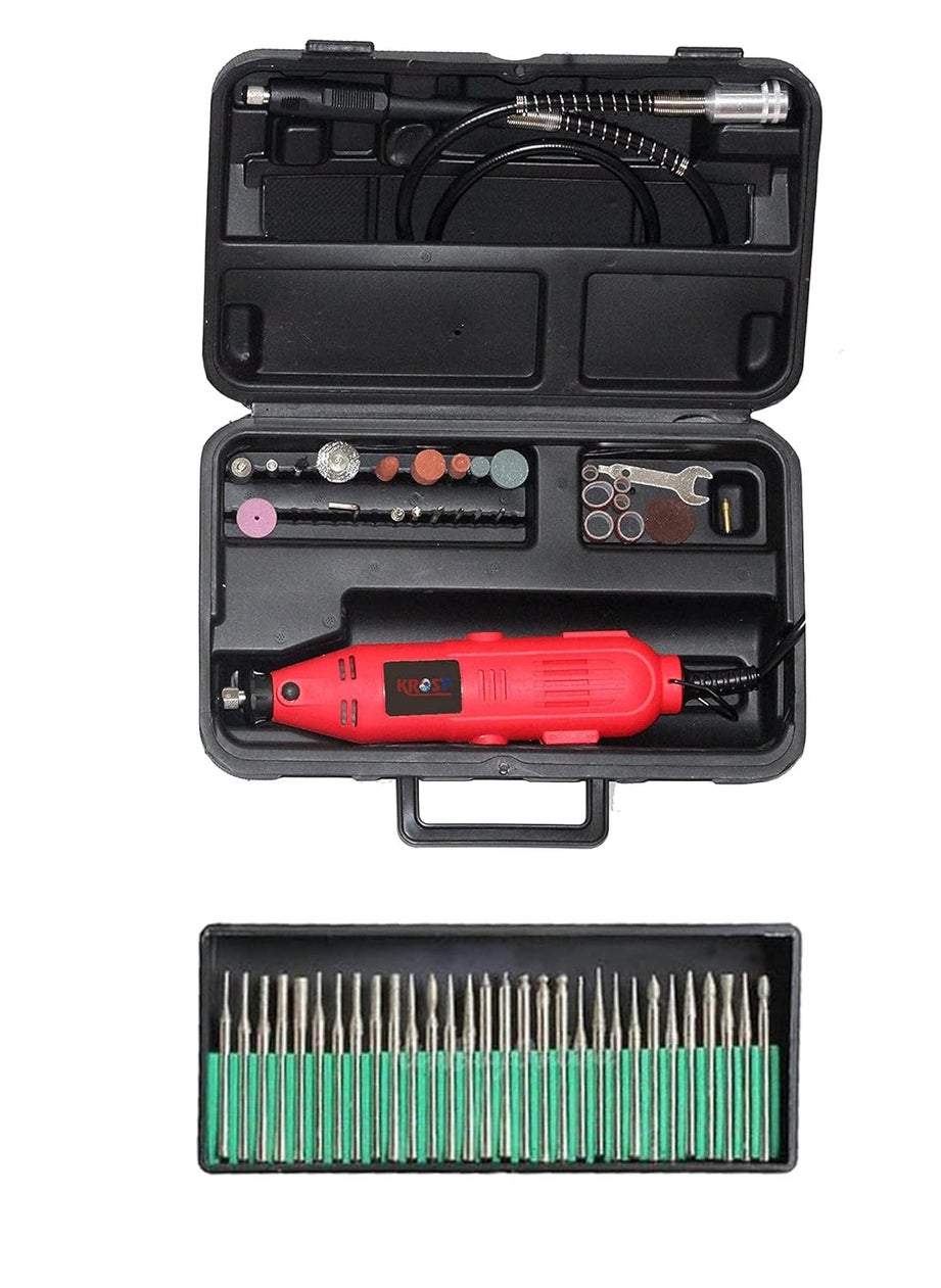KROST KROST ELECTRIC ROTARY TOOL DIE GRINDER ACCESSORY KITDIY CRAFTS KIT ALL IN 1 WITH FREE DIAMOND COATED BURR SET FREE COMBO  - Image 1