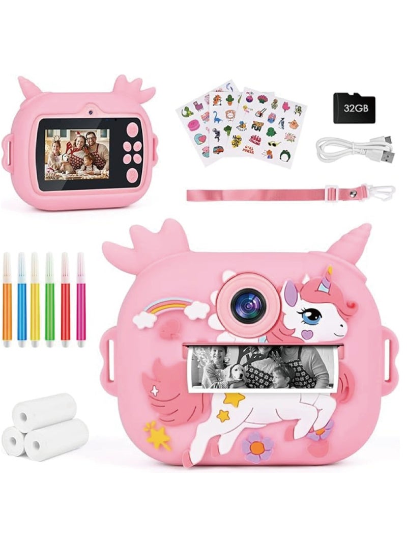 Generic Instant camera for kids Dinosaur – Thermal printing – Jurassic shockproof case – 3 rolls included – Photo/Selfie – Video 1080P – 32 GB educational memory card - Image 1