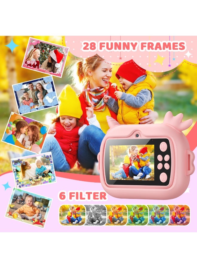 Generic Instant camera for kids Dinosaur – Thermal printing – Jurassic shockproof case – 3 rolls included – Photo/Selfie – Video 1080P – 32 GB educational memory card - Image 5