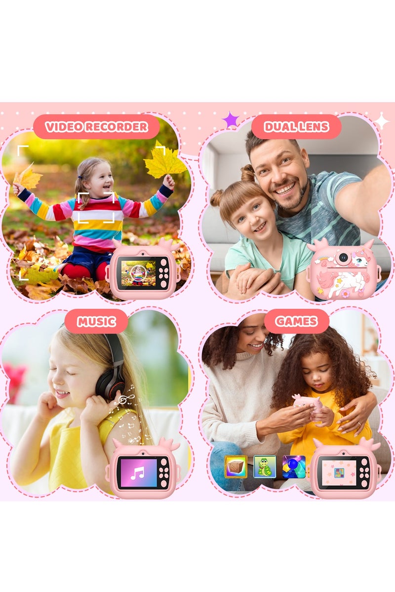 Generic Instant camera for kids Dinosaur – Thermal printing – Jurassic shockproof case – 3 rolls included – Photo/Selfie – Video 1080P – 32 GB educational memory card - Image 3