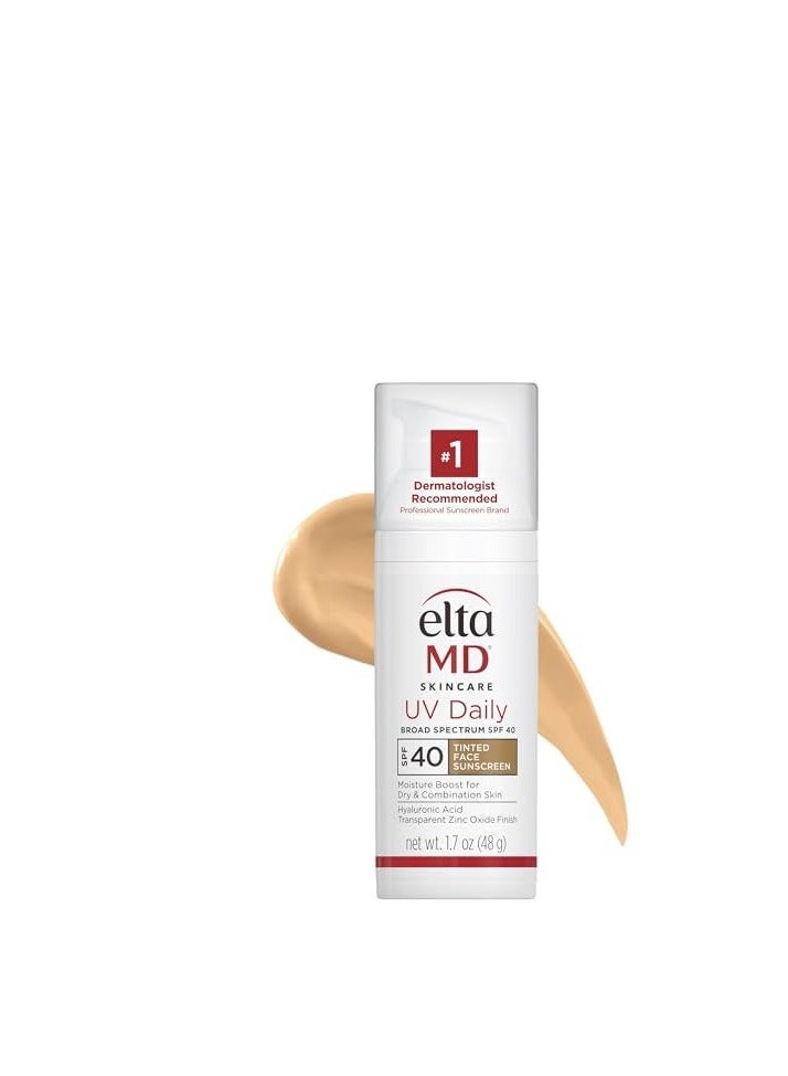 EltaMD UV Daily Tinted SPF 40 Face Sunscreen Moisturizer with Zinc Oxide, Tinted Daily Face Moisturizer with SPF, Sunscreen for Dry Skin,1.7 oz Pump - Image 1