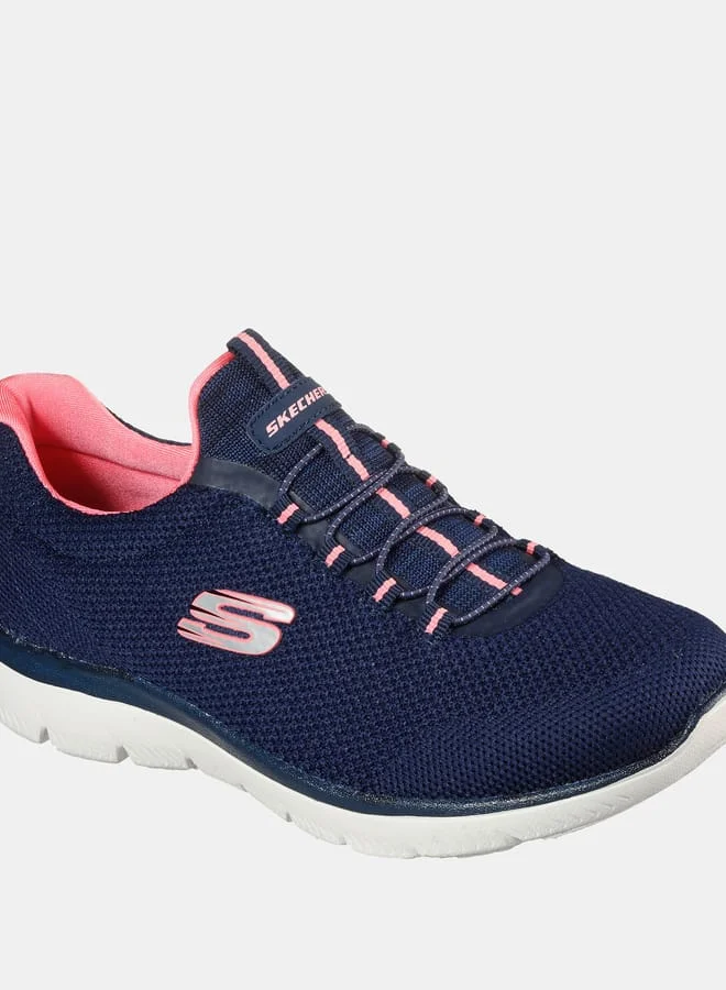 سكيتشرز Womens Summits Slip-On Lace-Up Trainers - 149206-NVPK