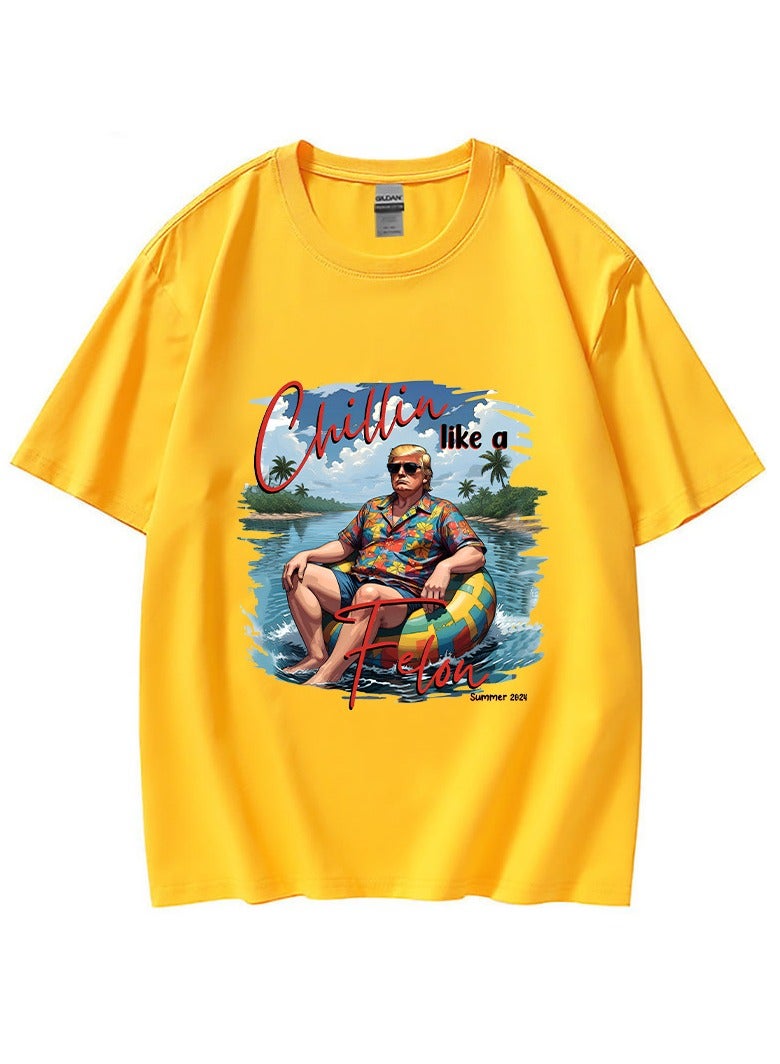 KUYING New Trump Print Short Sleeved Shirt