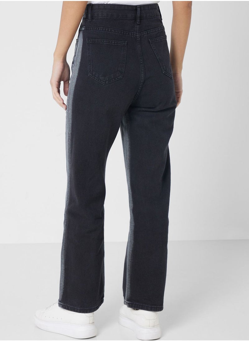 Ginger - Contrast Side Panel Straight Fit Jeans - Image 1
