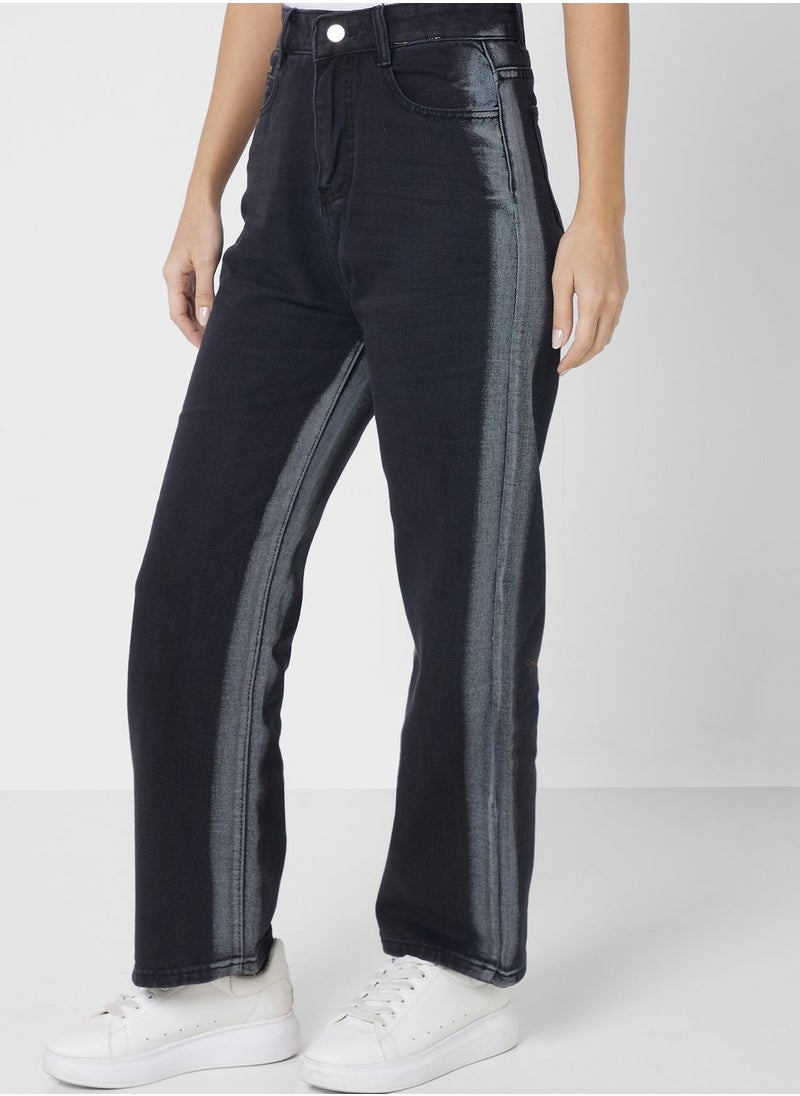 Ginger - Contrast Side Panel Straight Fit Jeans - Image 1