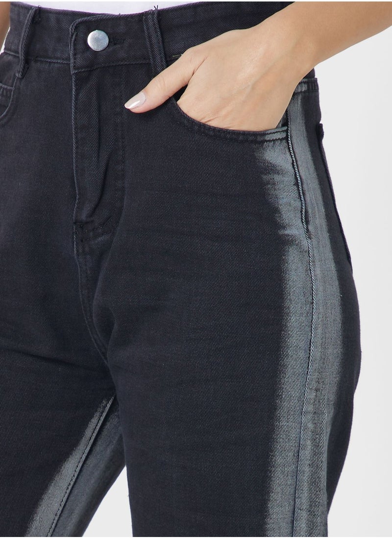 Ginger - Contrast Side Panel Straight Fit Jeans - Image 1