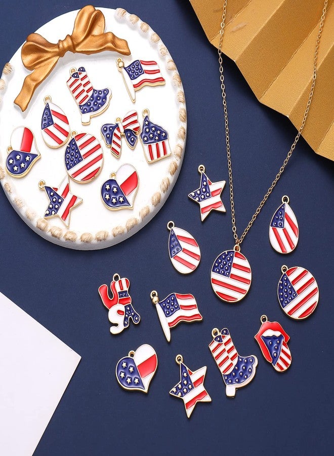 CEALXHENY 60PCS American Flag Charms 4th of July Charms for Jewelry Making Enamel Heart Star Patriotic Pendants for Independence Day Necklace Bracelet Earrings Making (60PCS Charm) - Image 4