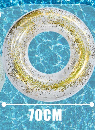 Pool Float,Pool Floats Kids Summer Glitter Pool Tube with Confetti,Transparent Inflatable Floating Tubes for Adults and Kids,Gold - view 3