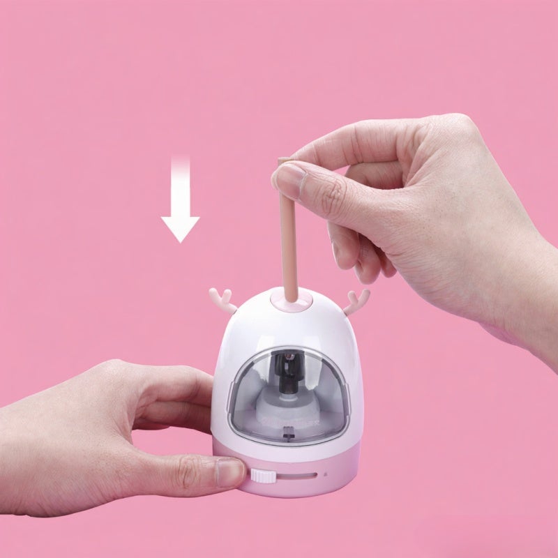 Electric Pencil Sharpener: Pink 2 AA Batteries Operated - Sharpness-adjustment Auto Electric Pencil Sharpener for Kids Home Classroom Office - Image 5
