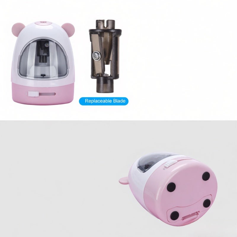 Electric Pencil Sharpener: Pink 2 AA Batteries Operated - Sharpness-adjustment Auto Electric Pencil Sharpener for Kids Home Classroom Office - Image 3