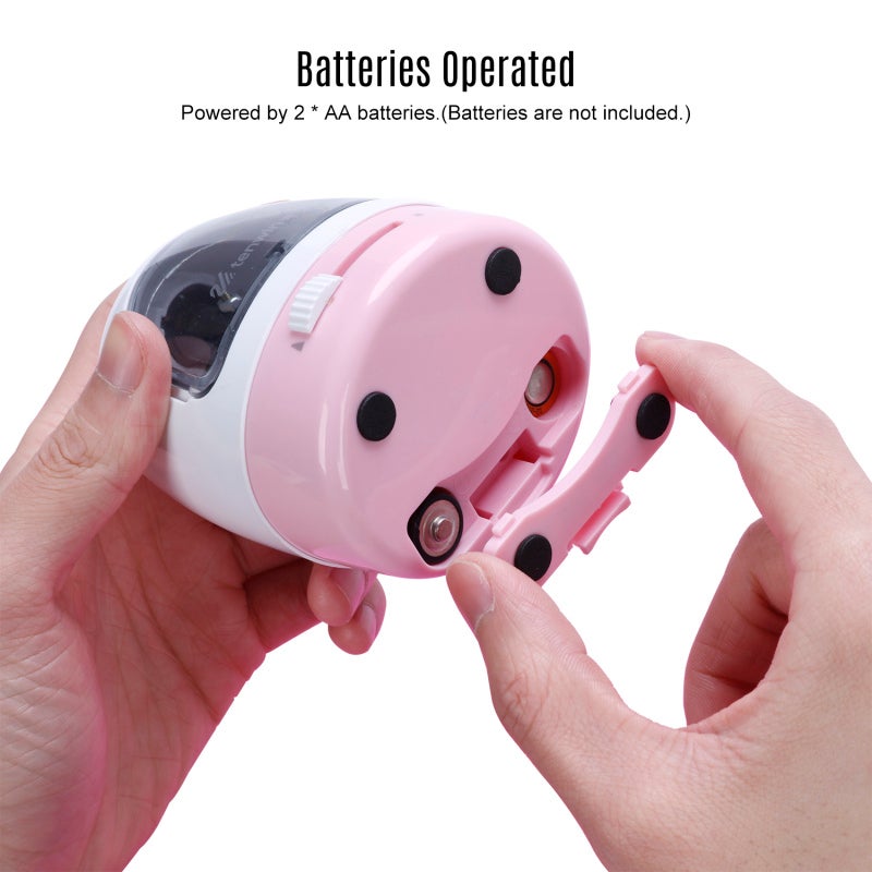 Electric Pencil Sharpener: Pink 2 AA Batteries Operated - Sharpness-adjustment Auto Electric Pencil Sharpener for Kids Home Classroom Office - Image 2