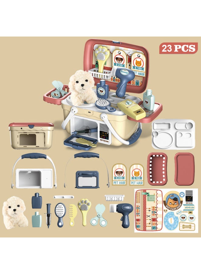 Children's Play Toy Set Educational Cooking Kitchen Dresser Toolbox Medical Box Simulation Toys Wholesale-Color:Pet Care -23PCs - Image 1