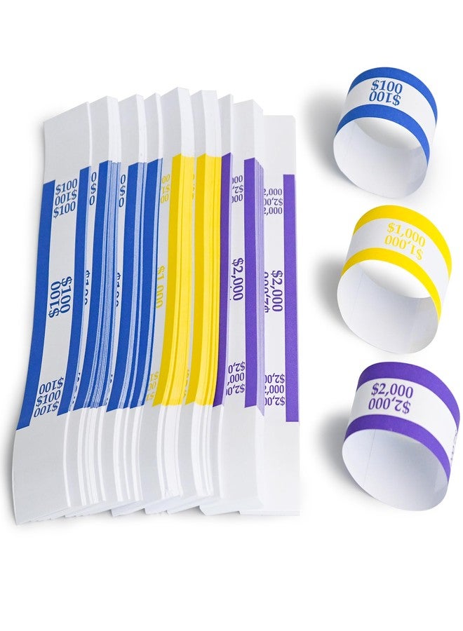 L LIKED 100 PCS Currency Straps Money Bands, Self Sealing Money Bill Wrappers ($100, $1000, $2000) - Image 5