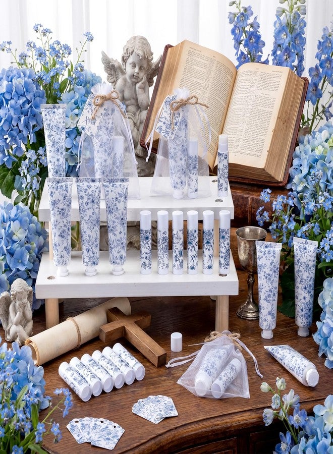 Loopeer 24 Sets Blue Floral Bridal Shower Hand Cream and Lip Balm Gift Bulk Blue Flower Wedding Favors Travel Size Hand Lotion and Lip Balm Wedding Bridal Baby Shower Party Supplies for Guests - Image 5