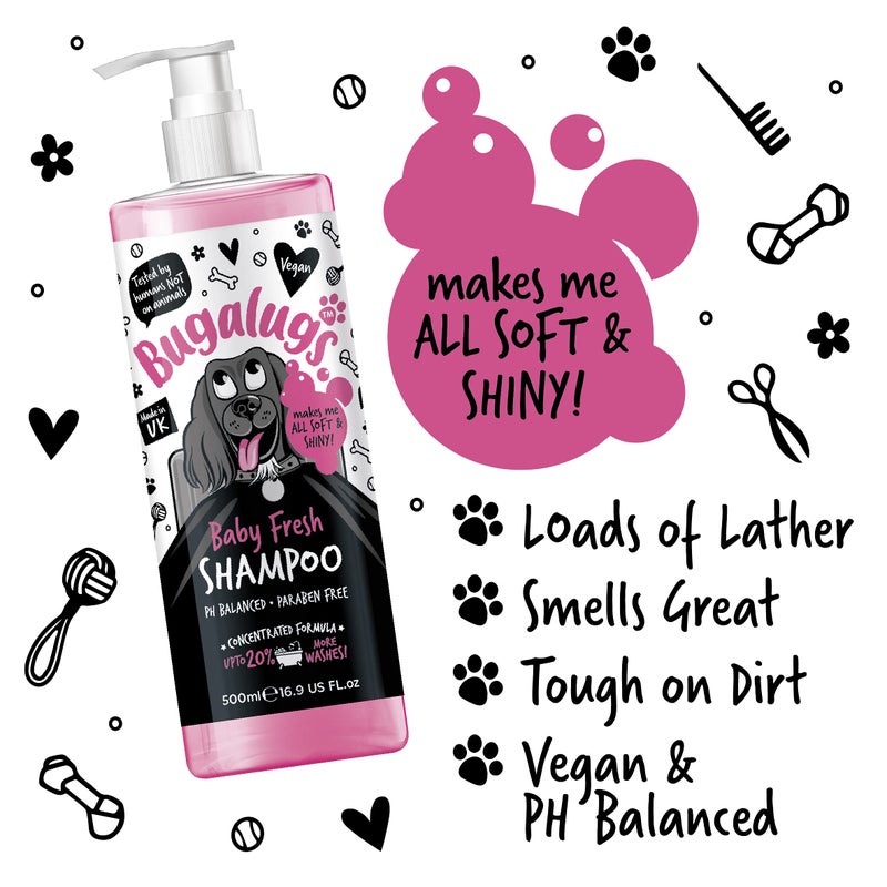 BUGALUGS Baby Fresh Dog Shampoo 16.85 FL Oz - Grooming Product for Smelly Dogs with Baby Powder Scent - Best Puppy Shampoo, Conditioner, Vegan and Professional Pet Shampoo - Image 5