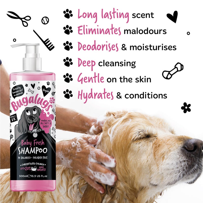 BUGALUGS Baby Fresh Dog Shampoo 16.85 FL Oz - Grooming Product for Smelly Dogs with Baby Powder Scent - Best Puppy Shampoo, Conditioner, Vegan and Professional Pet Shampoo - Image 3