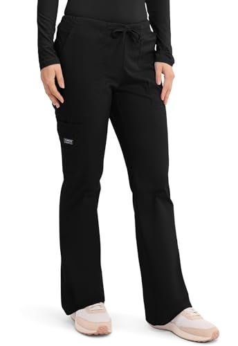 Cherokee Women's Workwear Core Stretch Drawstring Cargo Scrubs Pant, Black, Medium - Image 5
