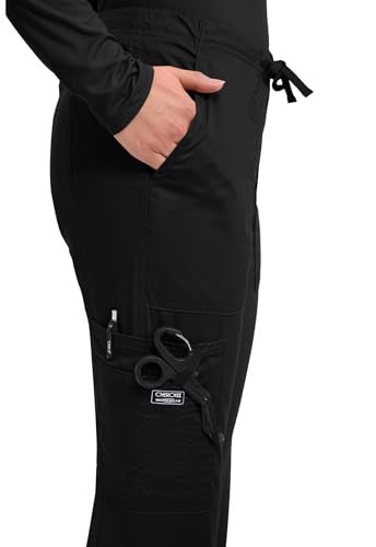 Cherokee Women's Workwear Core Stretch Drawstring Cargo Scrubs Pant, Black, Medium - Image 2