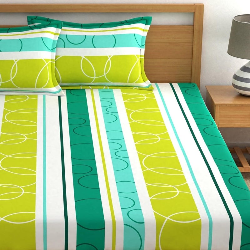 Dreamscape Microfiber Wrinkle & Fade Resistant Double Bedsheet with 2 Pillow Covers - (Size 87 x 94 inches, 140TC, Colour - Green) - Image 3