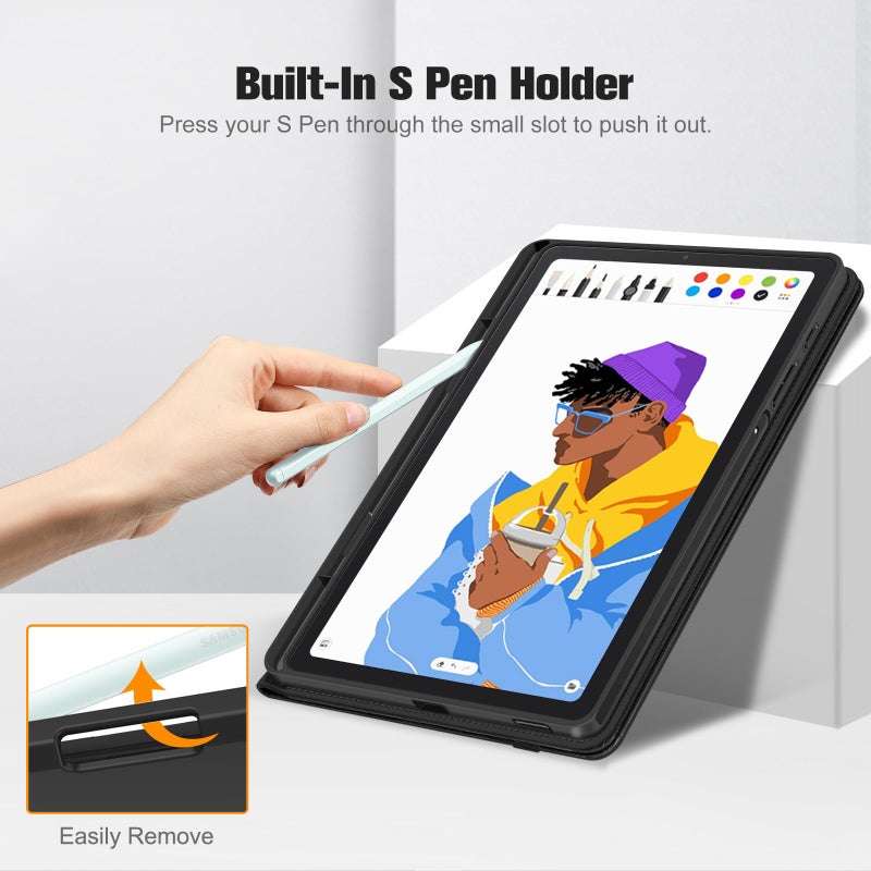 Fintie Case for Samsung Galaxy Tab S6 Lite 10.4 Inch 2024/2022/2020 with S Pen Holder, Multi-Angle Viewing Soft TPU Back Cover with Pocket Auto Wake/Sleep, Black - Image 3