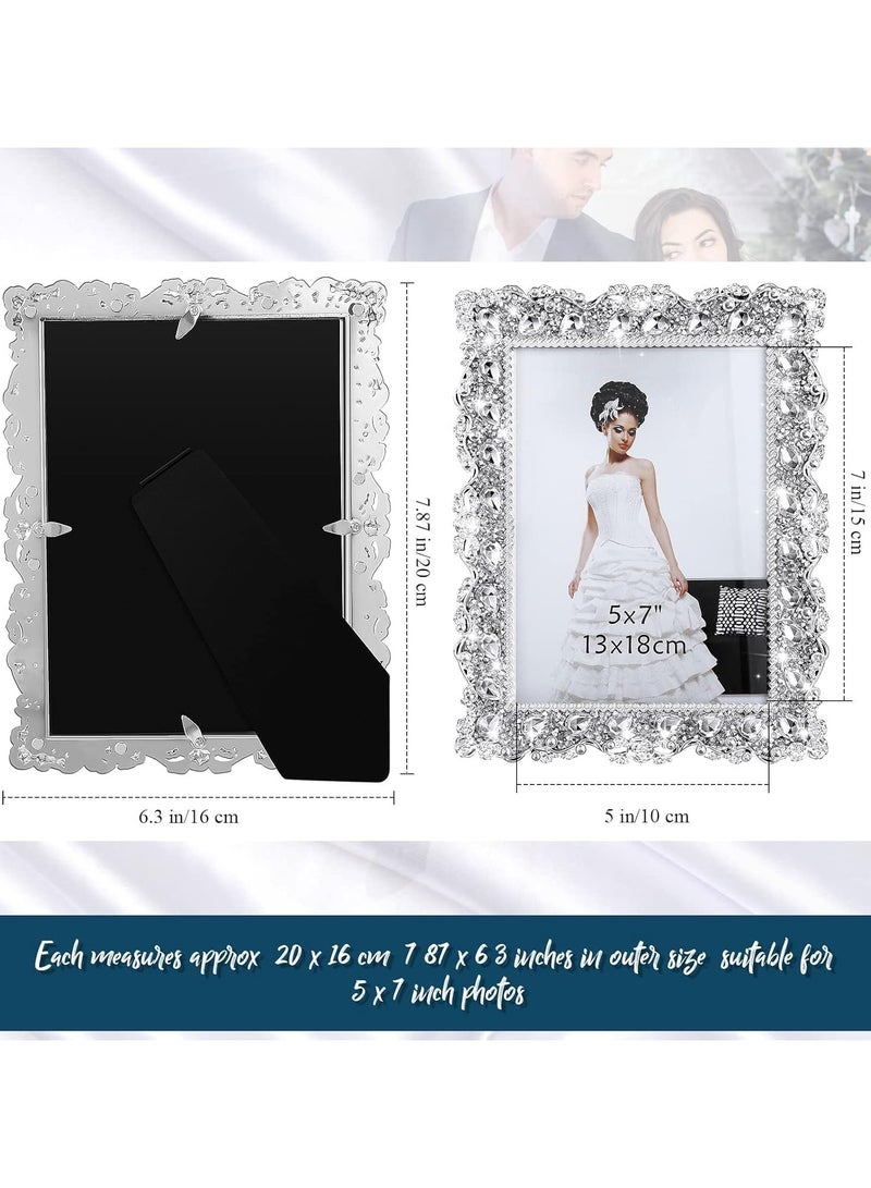 Enhance your memories with crystal photo frames - Set of 2 crystal encrusted 5x7 photo frames - great for weddings, birthdays! - Image 5