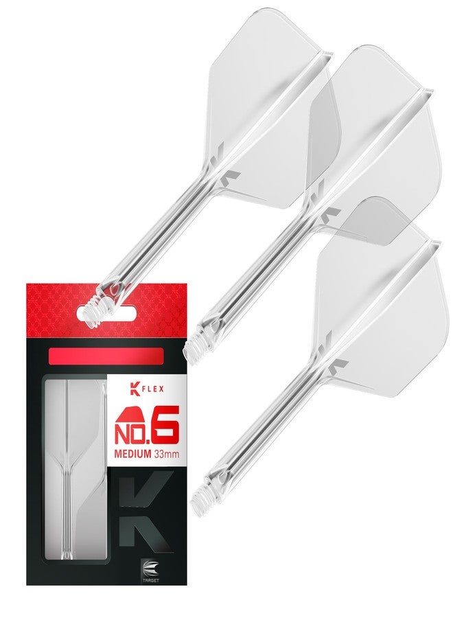 تارجت دارتس ريش وأعمدة سهام Target Darts K Flex المتكاملة، رقم 6 شفاف (متوسط) | عبوة من 3 قطع K-Flex - رقم 6، ريشة وعمود سهام Kflex مصبوبة بالكامل في قطعة واحدة | ملحقات سهام احترافية - Image 1