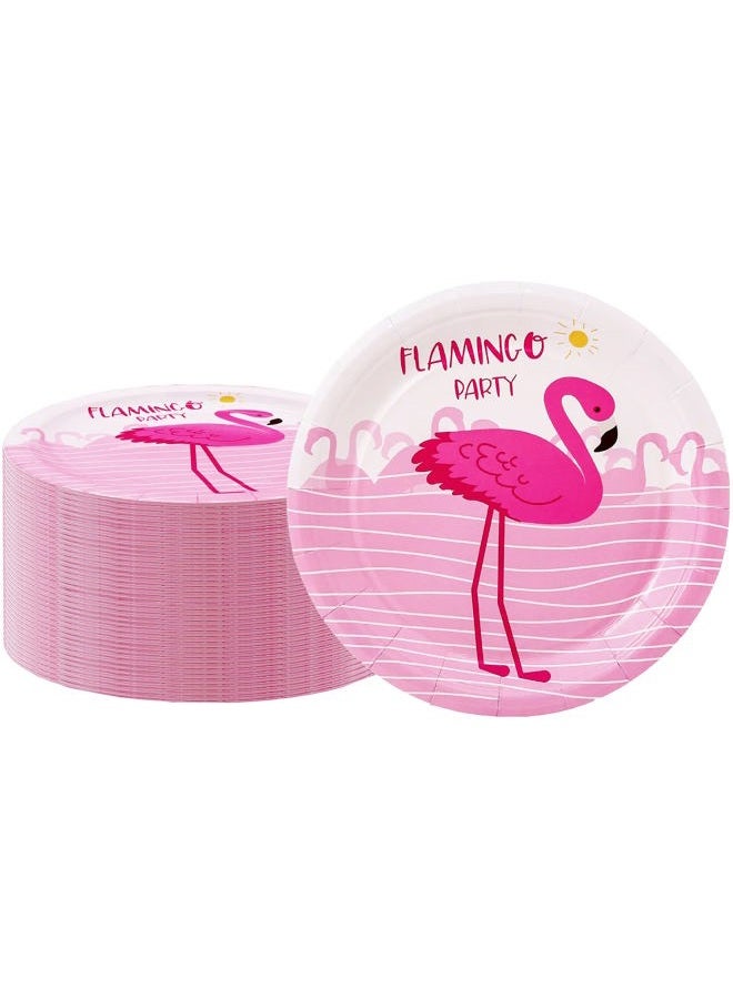 HSPAIDYP 40 Pcs Flamingo Plates Flamingo Party Supplies Flamingo Themed 7" Pink Flamingo Party Plates Luau Paper Plates Summer Hawaiian Themed Girl Kids Pool Tropical Birthday Party Decorations - Image 1