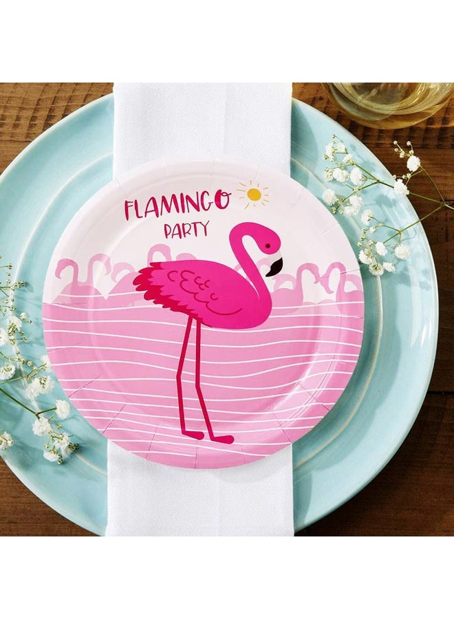 HSPAIDYP 40 Pcs Flamingo Plates Flamingo Party Supplies Flamingo Themed 7" Pink Flamingo Party Plates Luau Paper Plates Summer Hawaiian Themed Girl Kids Pool Tropical Birthday Party Decorations - Image 5