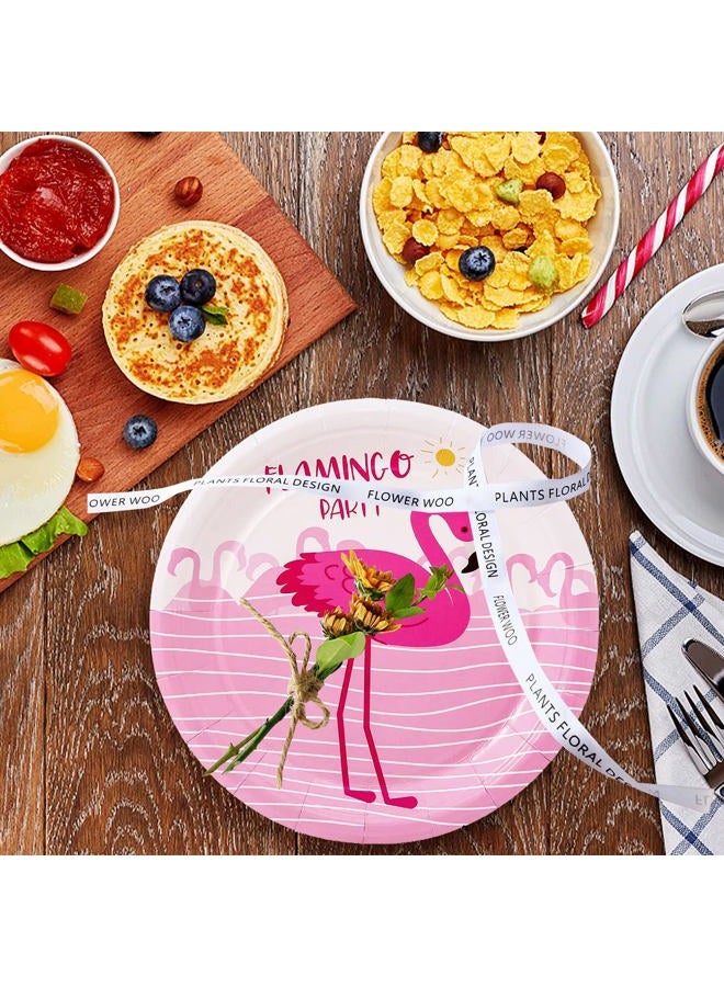 HSPAIDYP 40 Pcs Flamingo Plates Flamingo Party Supplies Flamingo Themed 7" Pink Flamingo Party Plates Luau Paper Plates Summer Hawaiian Themed Girl Kids Pool Tropical Birthday Party Decorations - Image 2
