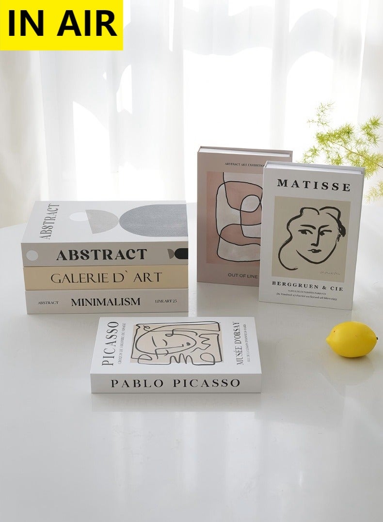 إن إير كتب زخرفية للديكور المنزلي، مجموعة من 6 كتب مزيفة أنيقة من كتب الغرفة ديكور جمالي، لديكور طاولة القهوة، غرفة المعيشة، الطاولة، ديكور الرف، غلاف فني حديث مكدس كتب العرض - Image 1