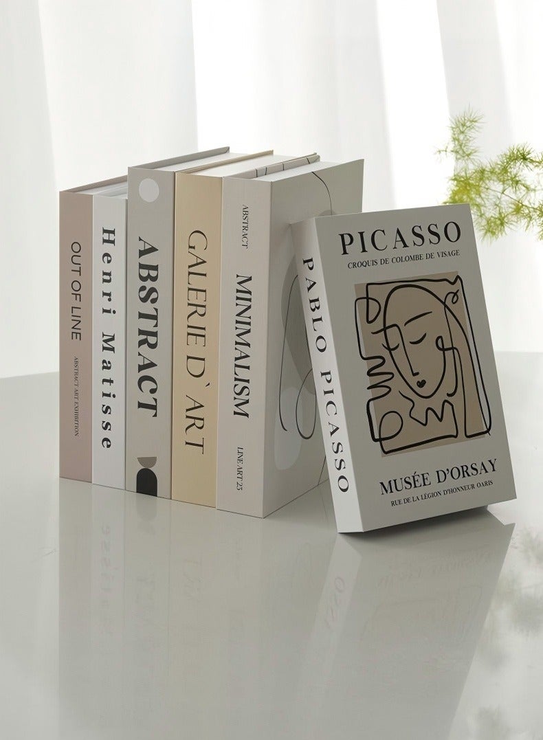 إن إير كتب زخرفية للديكور المنزلي، مجموعة من 6 كتب مزيفة أنيقة من كتب الغرفة ديكور جمالي، لديكور طاولة القهوة، غرفة المعيشة، الطاولة، ديكور الرف، غلاف فني حديث مكدس كتب العرض - Image 2