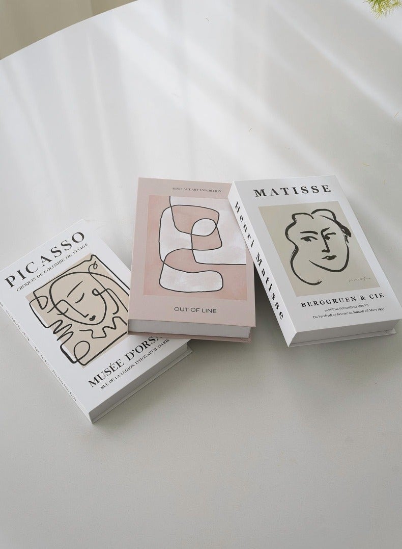 إن إير كتب زخرفية للديكور المنزلي، مجموعة من 6 كتب مزيفة أنيقة من كتب الغرفة ديكور جمالي، لديكور طاولة القهوة، غرفة المعيشة، الطاولة، ديكور الرف، غلاف فني حديث مكدس كتب العرض - Image 3