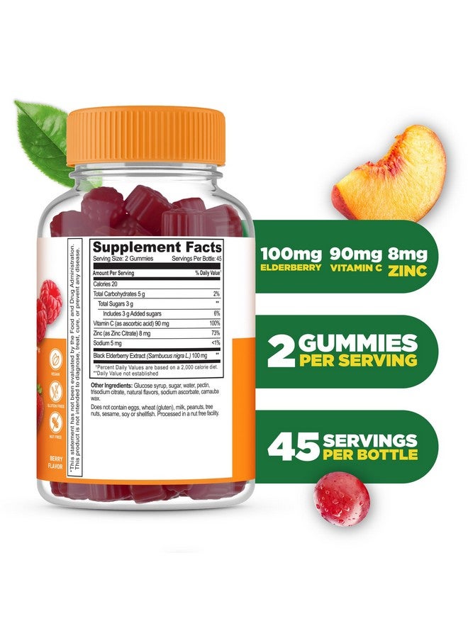 Lifeable Immune Support Gummies for Adult | Elderberry Vitamin C and Zinc | Great Tasting Elderberry Immune Support Supplement Gummies | Immunity Gummies for Adults, Men, Women | 90 Gummies - Image 2