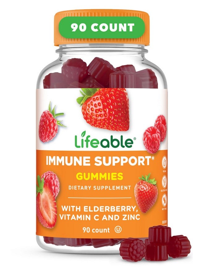 Lifeable Immune Support Gummies for Adult | Elderberry Vitamin C and Zinc | Great Tasting Elderberry Immune Support Supplement Gummies | Immunity Gummies for Adults, Men, Women | 90 Gummies - Image 1
