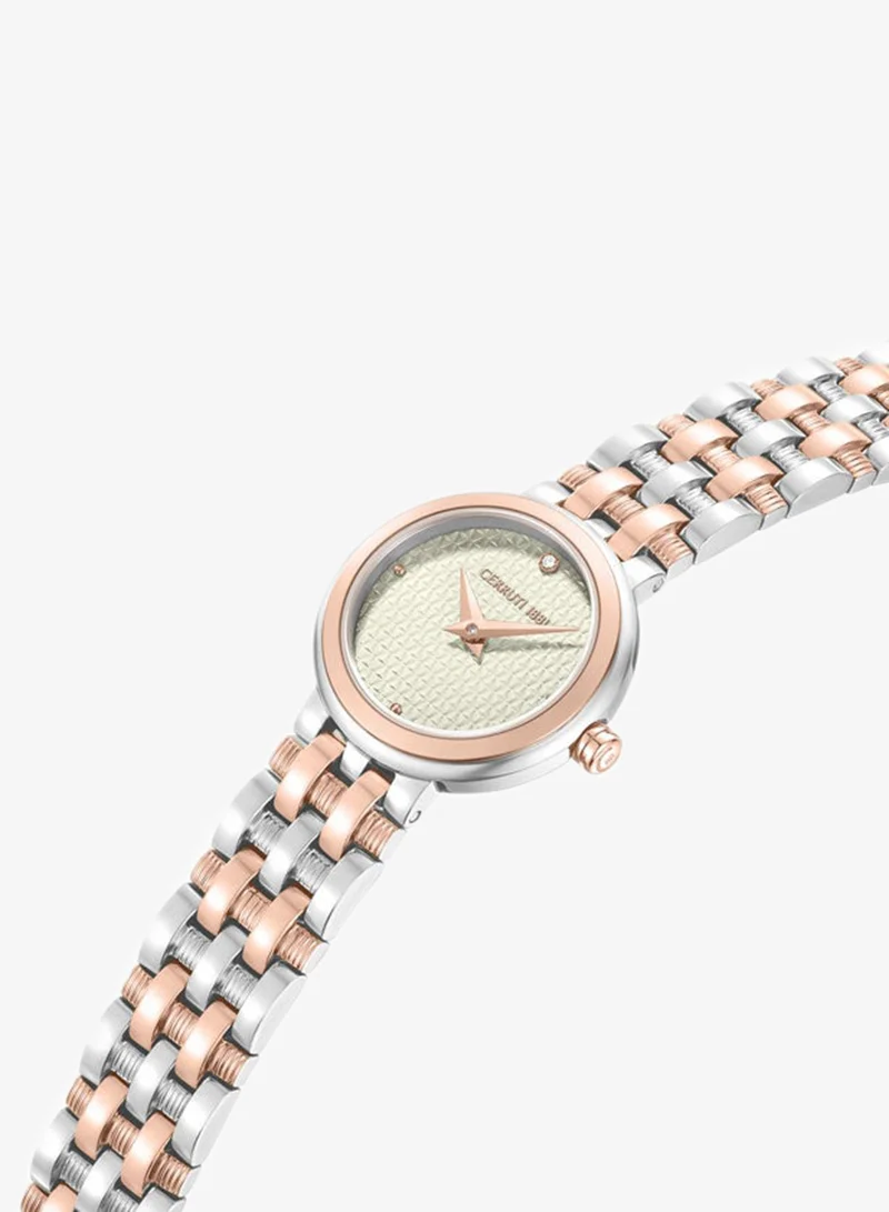 شيروتي 1881 Lusia Warm Grey Dial Stainless Steel Bracelet Analog Watch for Women, 24mm