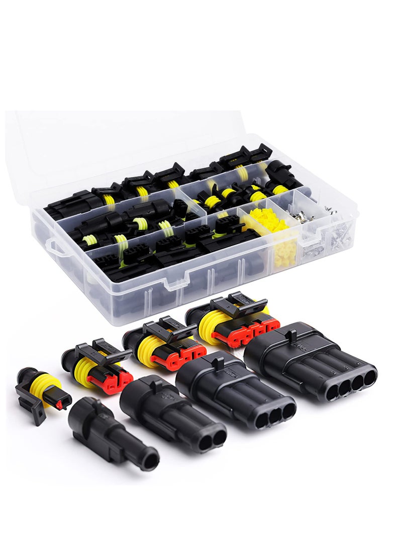 Loquat 352 Pcs Waterproof Electrical Connectors Kit for Automotive and Motorcycle, Includes 1-4 Pin Truck Harness Plugs and Car Spark Plug Connectors for Cars and Trucks. - Image 1