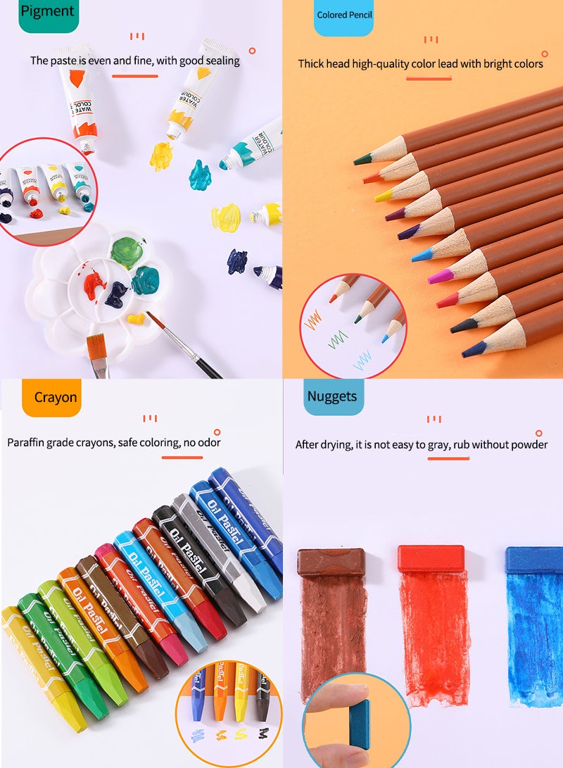 Kidle 53pc Marker Crayon Color Lead Acrylic Paint Powder Brush Art Painting Set For Kids - Image 2