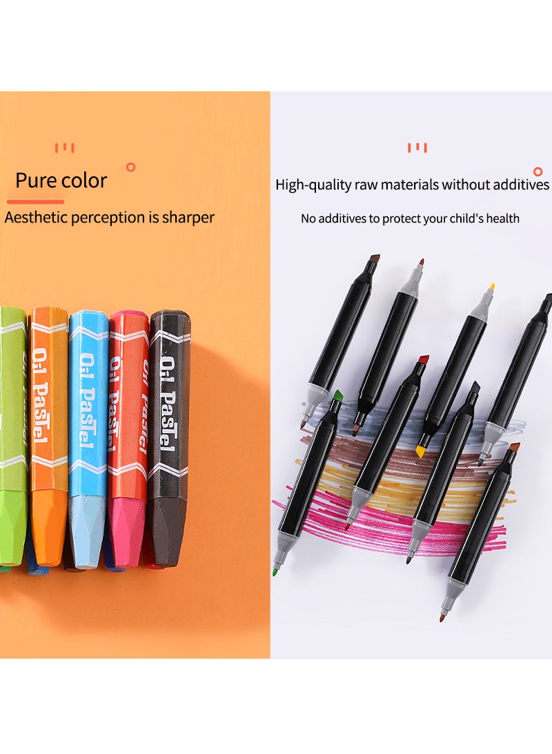 Kidle 53pc Marker Crayon Color Lead Acrylic Paint Powder Brush Art Painting Set For Kids - Image 3