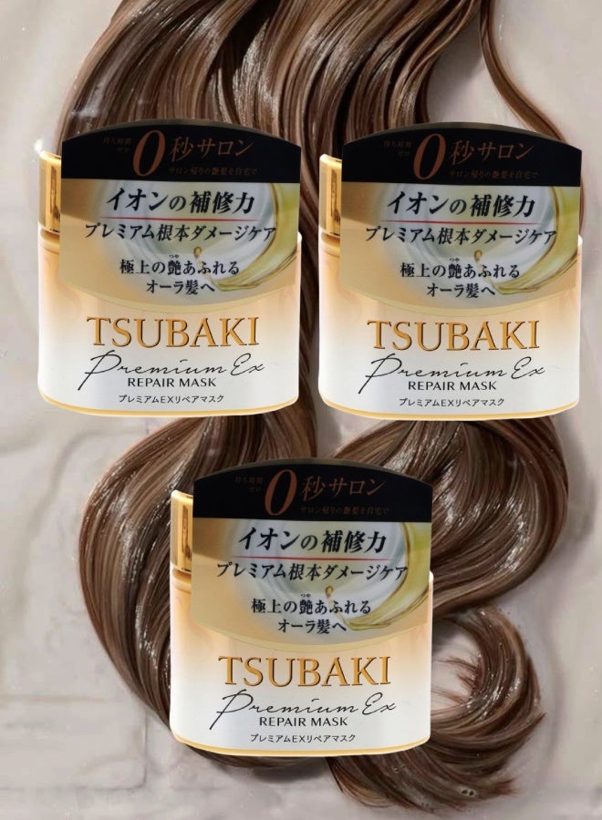 Tsubaki 3 Pieces Shiseido Tsubaki Premium Ex Repair Hair Mask 180gram - Image 1