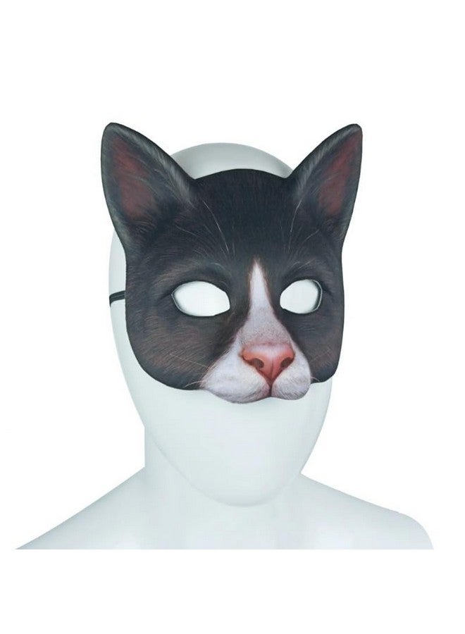 Hosfairy 1Pcs Halloween Half Face Cat Mask Animal Cat Mask For Halloween Christmas Easter Novelty Costume Party Accessory(Style D) - Image 2