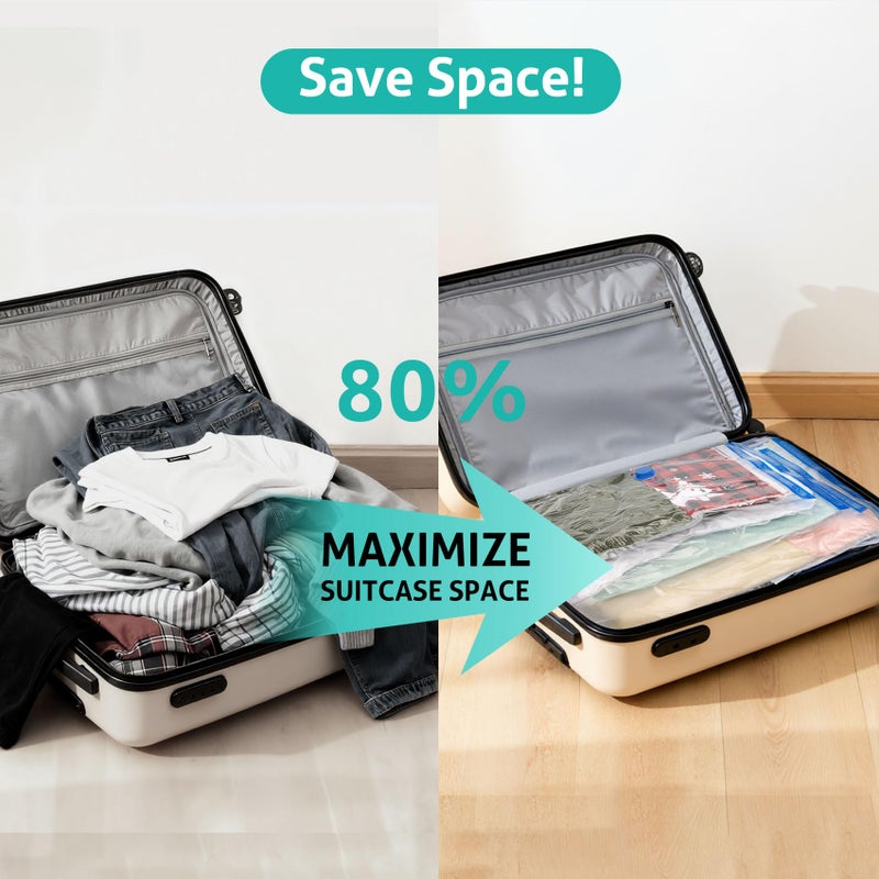 Eunhdet 12 Pack Travel Vacuum Storage Bags 4 Size(24/28/32/40 Inch), Portable Vacuum Seal Bags for Clothing Travel with Pump, Space Saver Bag for Luggage Suitcases Clothes Bedding Seasonal Storage - Image 3