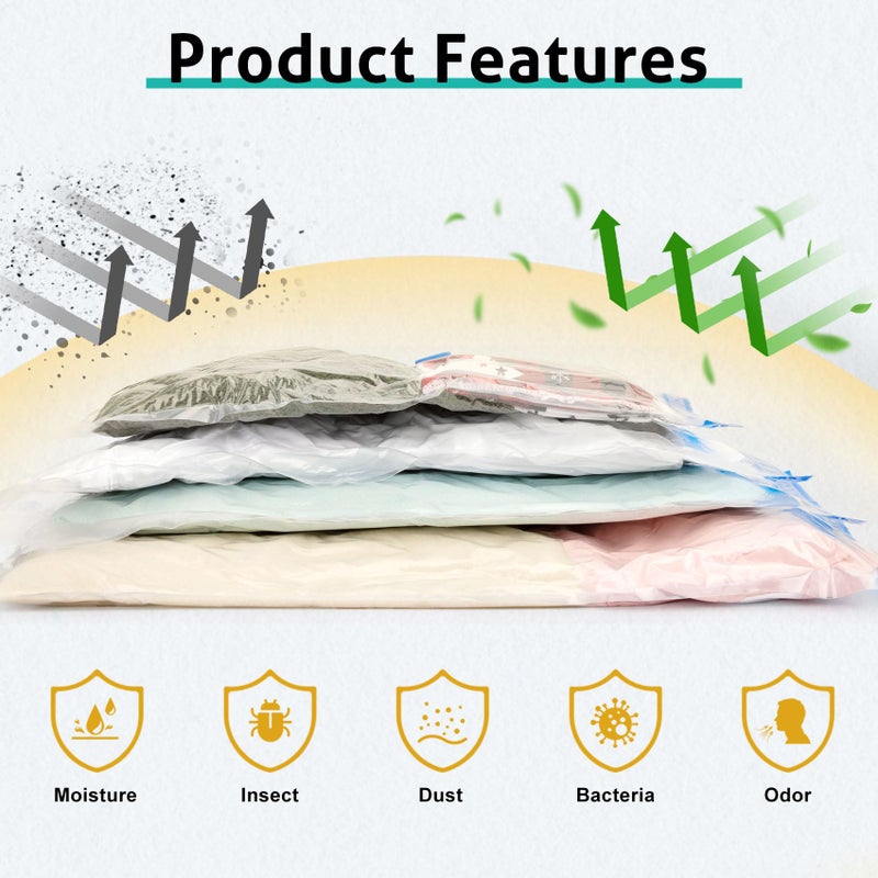 Eunhdet 12 Pack Travel Vacuum Storage Bags 4 Size(24/28/32/40 Inch), Portable Vacuum Seal Bags for Clothing Travel with Pump, Space Saver Bag for Luggage Suitcases Clothes Bedding Seasonal Storage - Image 5