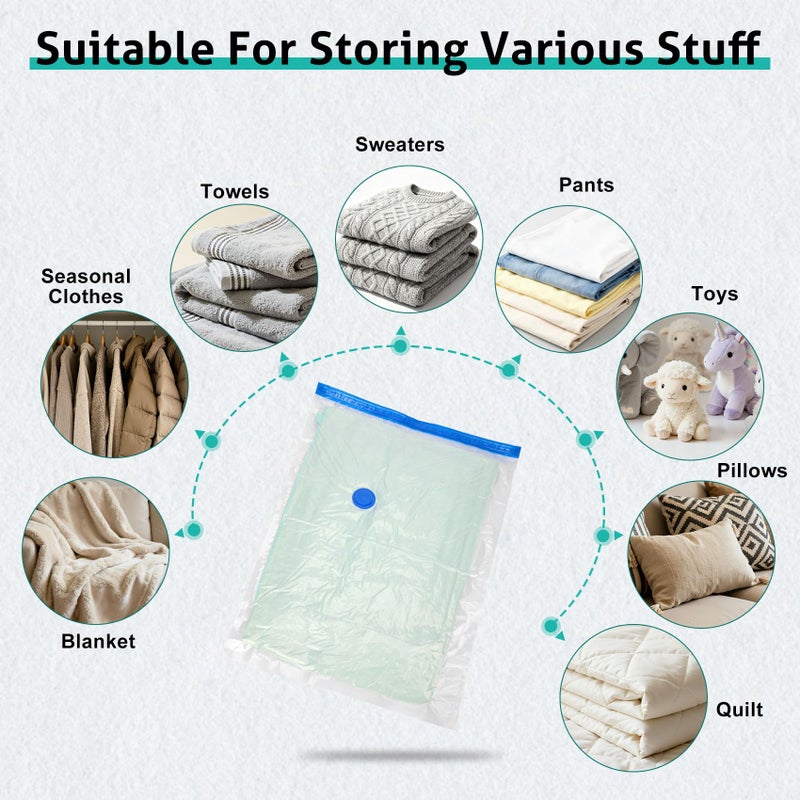 Eunhdet 12 Pack Travel Vacuum Storage Bags 4 Size(24/28/32/40 Inch), Portable Vacuum Seal Bags for Clothing Travel with Pump, Space Saver Bag for Luggage Suitcases Clothes Bedding Seasonal Storage - Image 4