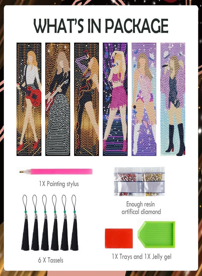 INCOK Singer Diamond Art Bookmarks - 8 Pcs DIY Pop Star Diamond Painting Bookmarks Kits Aesthetic Art Craft Festival Holiday Birthday Gift for Book Lovers Adult Beginners Fans Music Lover - Image 4