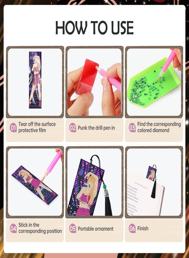 INCOK Singer Diamond Art Bookmarks - 8 Pcs DIY Pop Star Diamond Painting Bookmarks Kits Aesthetic Art Craft Festival Holiday Birthday Gift for Book Lovers Adult Beginners Fans Music Lover - Image 2