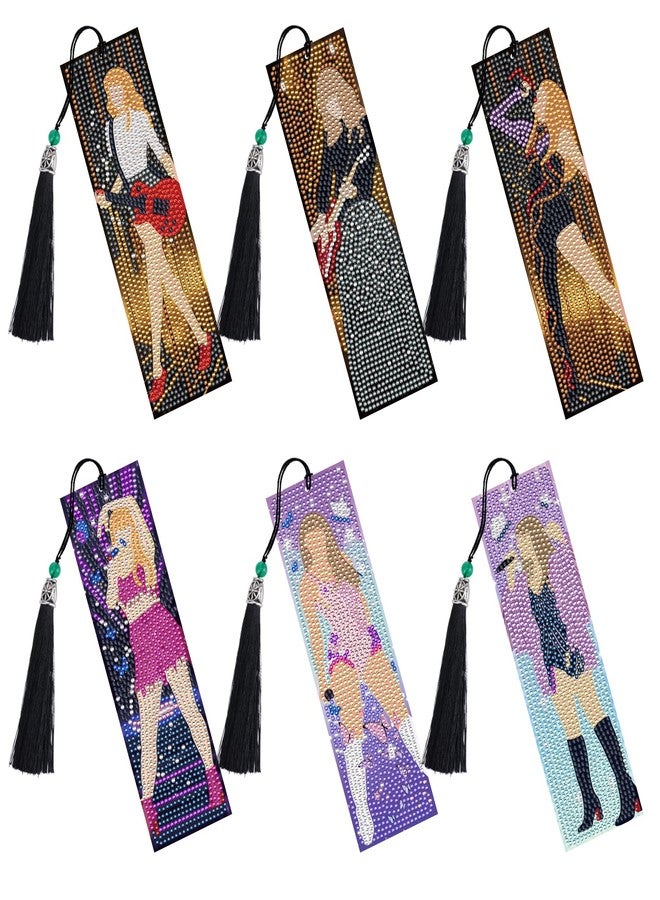 INCOK Singer Diamond Art Bookmarks - 8 Pcs DIY Pop Star Diamond Painting Bookmarks Kits Aesthetic Art Craft Festival Holiday Birthday Gift for Book Lovers Adult Beginners Fans Music Lover - Image 1
