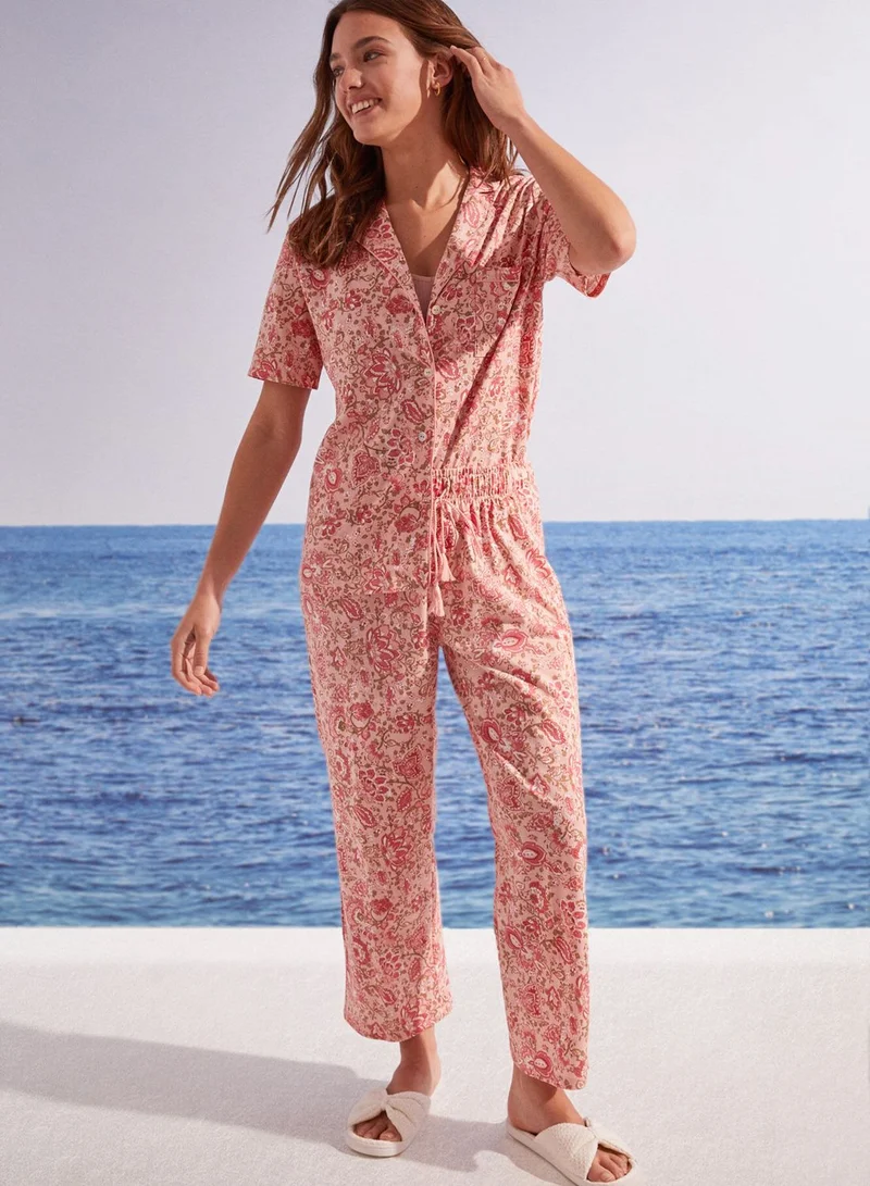 women'secret Floral Print Shirt & Pyjama Set