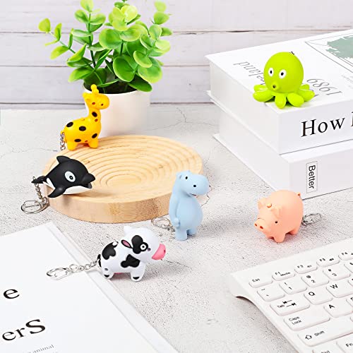 Kenning 6 Pieces Animal Flashlight Keychain Mini Pediatric Nurse Flashlight Badge Reel Pediatric Pen Lights Keychain for Nursing Staff Urgent Care(Cute) - Image 4